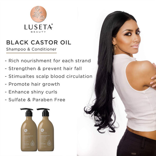 Luseta Jamaican Black Castor Oil Shampoo Strengthen And Restore Fine And Dry Hair Scalp Care 16.9Oz