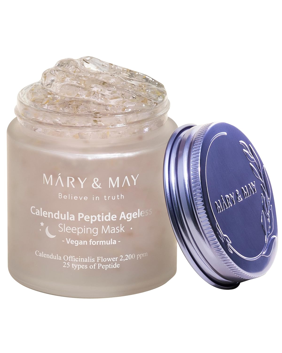 Mary&May Vegan Calendula Peptide Ageless Sleeping Mask - Overnight Hydration Face Gel Mask Korean Facial Mask - Soothing Acne, And Anti-Aging With Ceramide, Hyaluronic Acid, Cica, 3.7 Fl.Oz