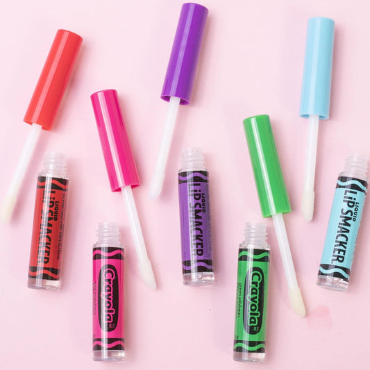 Lip Smacker Crayola Liquid Lip Gloss 5 Party Pack, 0.45 Fl. Oz, Firefly Red Punch, Wild Strawberry, Plumsicle, Aquamarine Magic, Green Jelly Bean