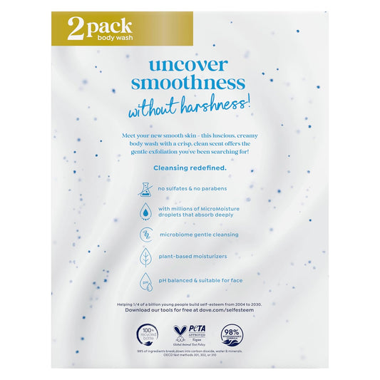 Dove Body Wash 2 Count Gentle Exfoliating With Sea Minerals Instantly Reveals Visibly Smoother Skin Cleanser That Effectively Washes Away Bacteria While Nourishing Your Skin 20 Oz