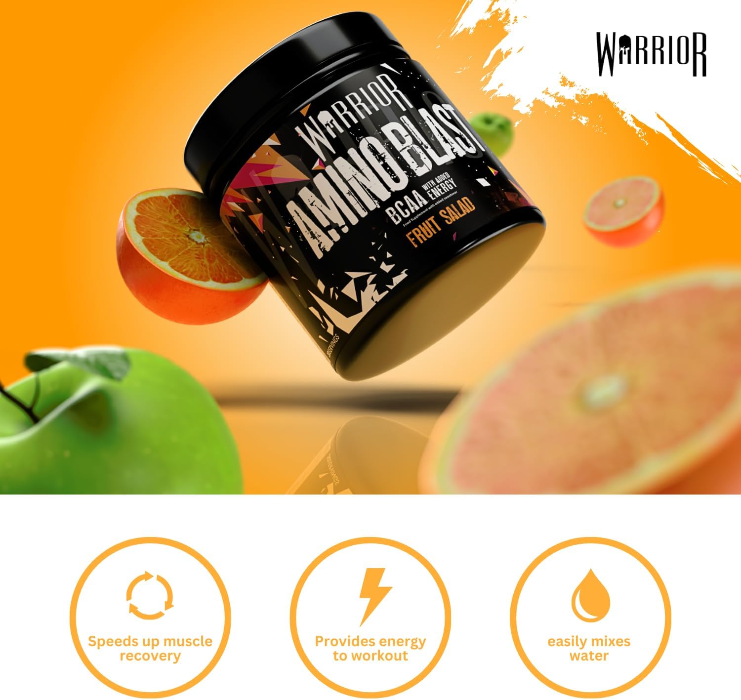 Warrior Amino Blast 270g – BCAA Powder – Branched Chain Amino Acids Supplement, Intra Workout & Recovery, Energy Drink – 30 Servings (Fruit Salad) : Amazon.co.uk: Health & Personal Care