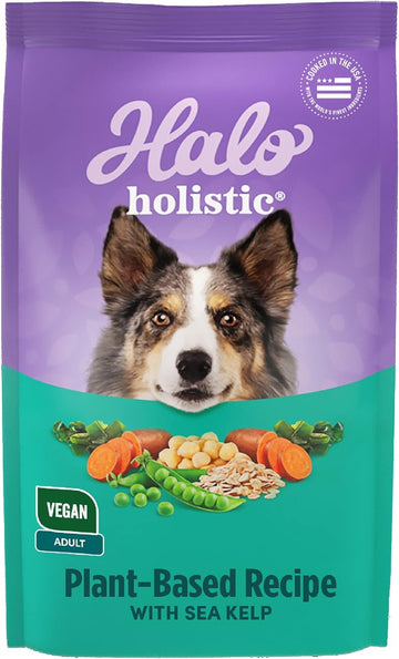 Halo Holistic Plant-Based Recipe With Kelp, Complete Digestive Health, Vegan Dry Dog Food Bag, Adult Formula, 21-Lb Bag