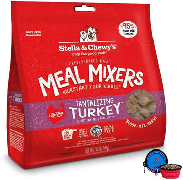 Stella & Chewy'S Freeze Dried Dog Food,Snacks Super Meal Mixers 18-Ounce Bag With Hot Spot Pets Food Bowl - Made In Usa (Turkey)