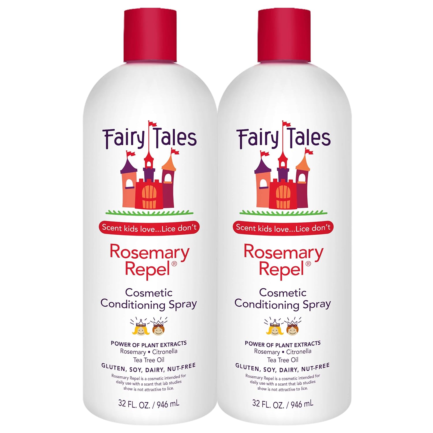 Fairy Tales Rosemary Repel Daily Kids Conditioning Spray Refill– Kids Like The Smell, Lice Do Not, 32 Fl Oz. (Pack Of 2)