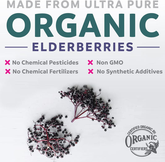 Organic Elderberry Capsules - 10:1 Extract Equals 5,000mg of Fresh Elderberries (Vegan) for Immune Support, Allergy, Sinus Relief - Sambucus Nigra - Black Elderberry - 30 Caps (No Pills or Gummies)