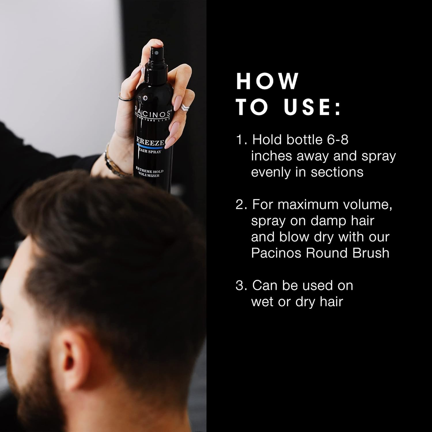 Pacinos Freeze Hair Spray - Extra Hold Texture Spray For All Hair Type - Professional Hair Setting & Finishing Spray For Maximum Volume : Beauty & Personal Care