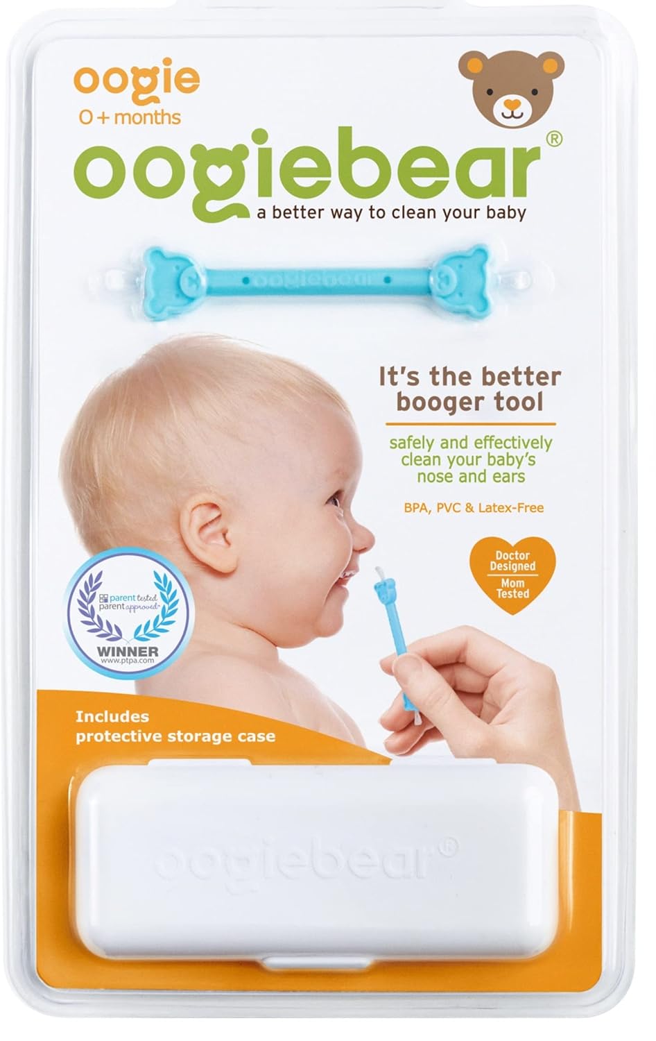 oogiebear: Baby Nose Cleaner & Ear Wax Removal Tool - Safe Booger & Earwax Removal for Newborns, Infants, Toddlers - Dual-Ended - Essential Baby Stuff, Diaper Bag Must-Have, with CASE