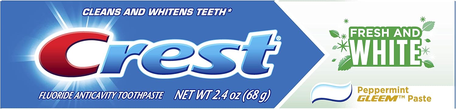 Crest Fresh & White Toothpaste, Peppermint Gleem Paste, 2.4 Oz