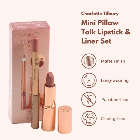 Charlotte Tilbury Pillow Talk Mini Matte Revolution Lipstick And Lip Cheat Lip Liner Mini Travel Size Duo Set