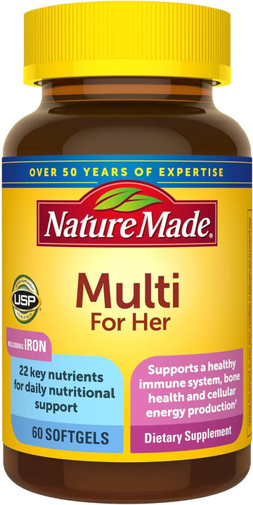 Nature Made Multivitamin For Her, Womens Multivitamin For Daily Nutritional Support, Multivitamin For Women, 60 Softgels, 60 Day Supply