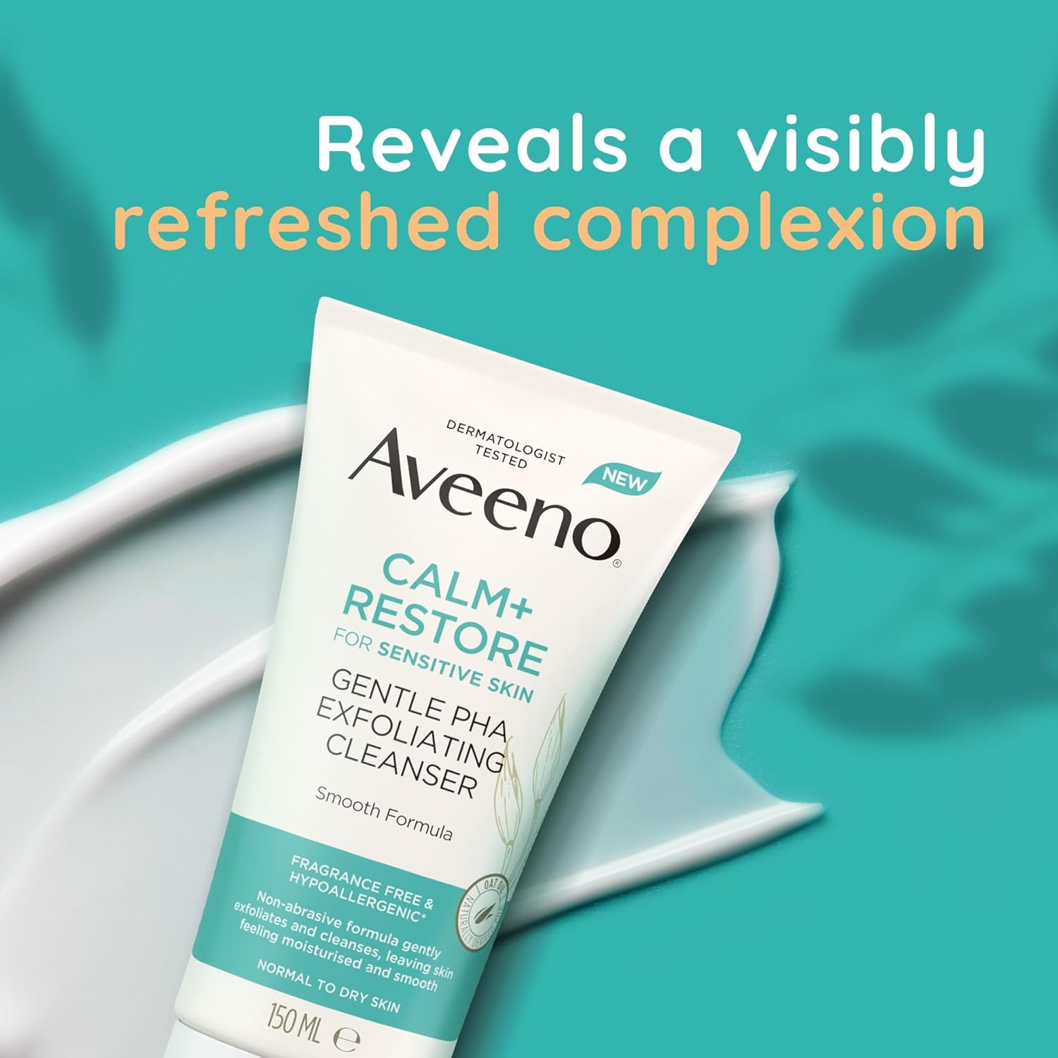 Aveeno Face Calm+Restore Gentle PHA Exfoliating Cleanser (1x 150ml), With Oat Oil and Naturally Derived PHA, Face Cleanser for Sensitive Skin, Exfoliator Gentle Enough for Daily Use : Amazon.co.uk: Beauty