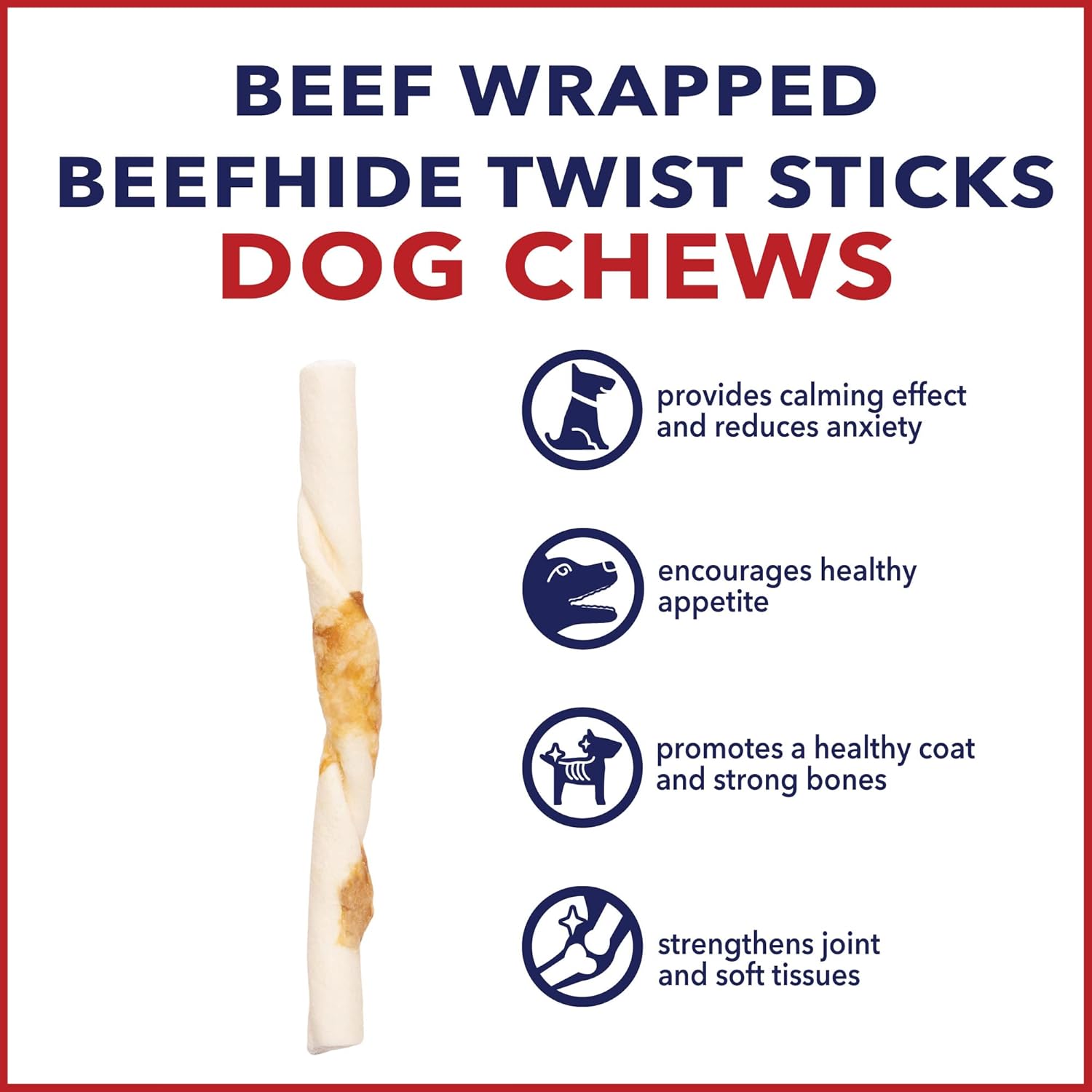 Pet Factory Twistedz American Beefhide 5" Twist Sticks Dog Chew Treats w/ Real Beef Meat Wrap - 20 Count/1 Pack : Pet Supplies
