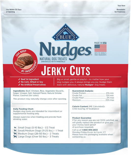 Blue Buffalo Nudges Jerky Cuts Dog Treats, Made In The Usa With Natural Ingredients, Steak, 16-Oz. Bag