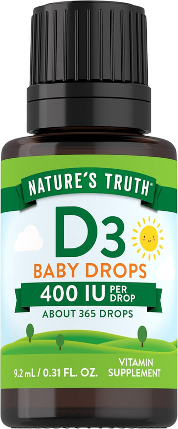 Nature'S Truth Vitamin D Drops For Infants | 400 Iu | 9.2 Ml | D3 Drops For Kids | Vegetarian, Non-Gmo, Gluten Free Supplement