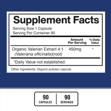 American Standard Supplements Organic Valerian – Vegan, Gluten Free, Non-Gmo, 90 Capsules, 90 Servings