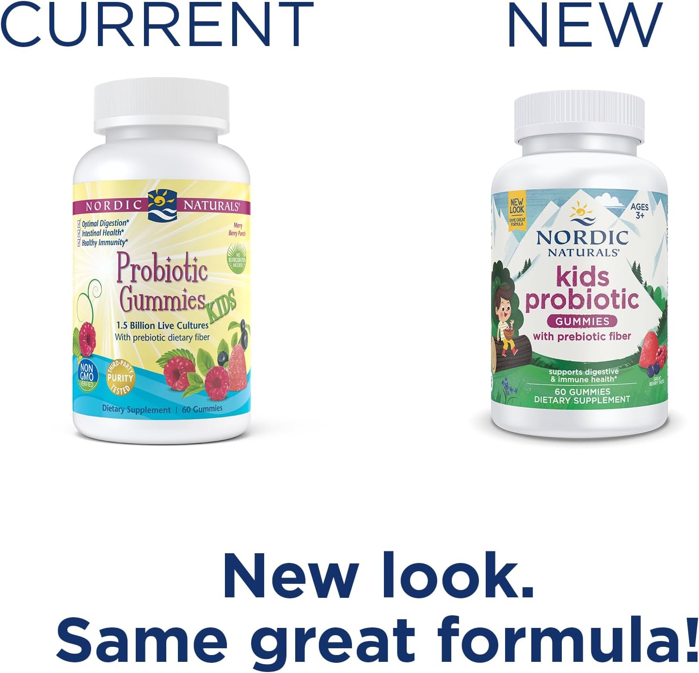 Nordic Naturals Kids Nordic Flora Probiotic Gummies, Merry Berry Punch - 60 Gummies - 1.5 Billion CFU & Prebiotic Fiber - Non-GMO, Vegan - 30 Servings : Health & Household