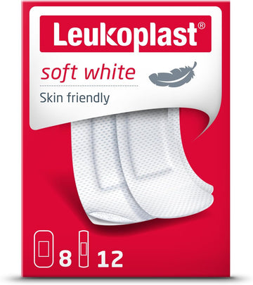 Leukoplast Soft White Plasters - Breathable Fabric Absorbant Wound Dressing Pads - Skin Friendly Comfortable Low Adhesive - 30 Pcs Assorted Sizes (X3 Pack)