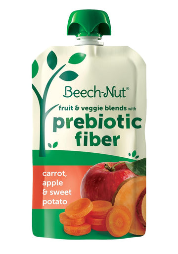 Beech-Nut Baby & Toddler Food Pouches With Prebiotic Fiber, Carrot Apple & Sweet Potato, 3.5 Oz (12 Pack)