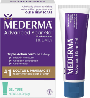 Mederma Advanced Scar Gel, Treats Old And New Scars, Reduces The Appearance Of Scars From Acne, Stitches, Burns And More, 50 Grams