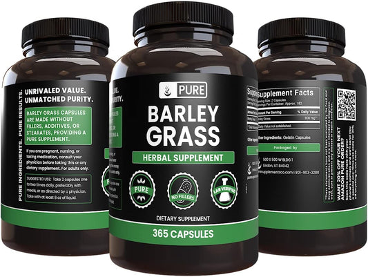 Pure Original Ingredients Barley Grass (365 Capsules) No Magnesium Or Rice Fillers, Always Pure, Lab Verified