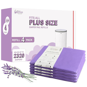 Refills Compatible With Dekor Plus Diaper Pail,4 Pack Disposable Diaper Pail Refills, Easy To Replace And Dispose Diaper Trash Bags, Holds Up To 2320 Diapers,Lavender Scent