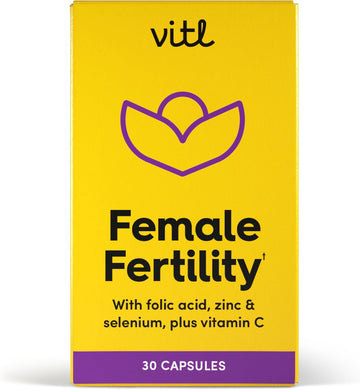 Vitl Female Fertility Supplement - 30 Vegan Capsules - Includes Folic Acid, Vitamin B12 & Zinc - Formulated With 17 Essential Nutrients & Vitamins - Conception Support For Women - 1 Month Supply