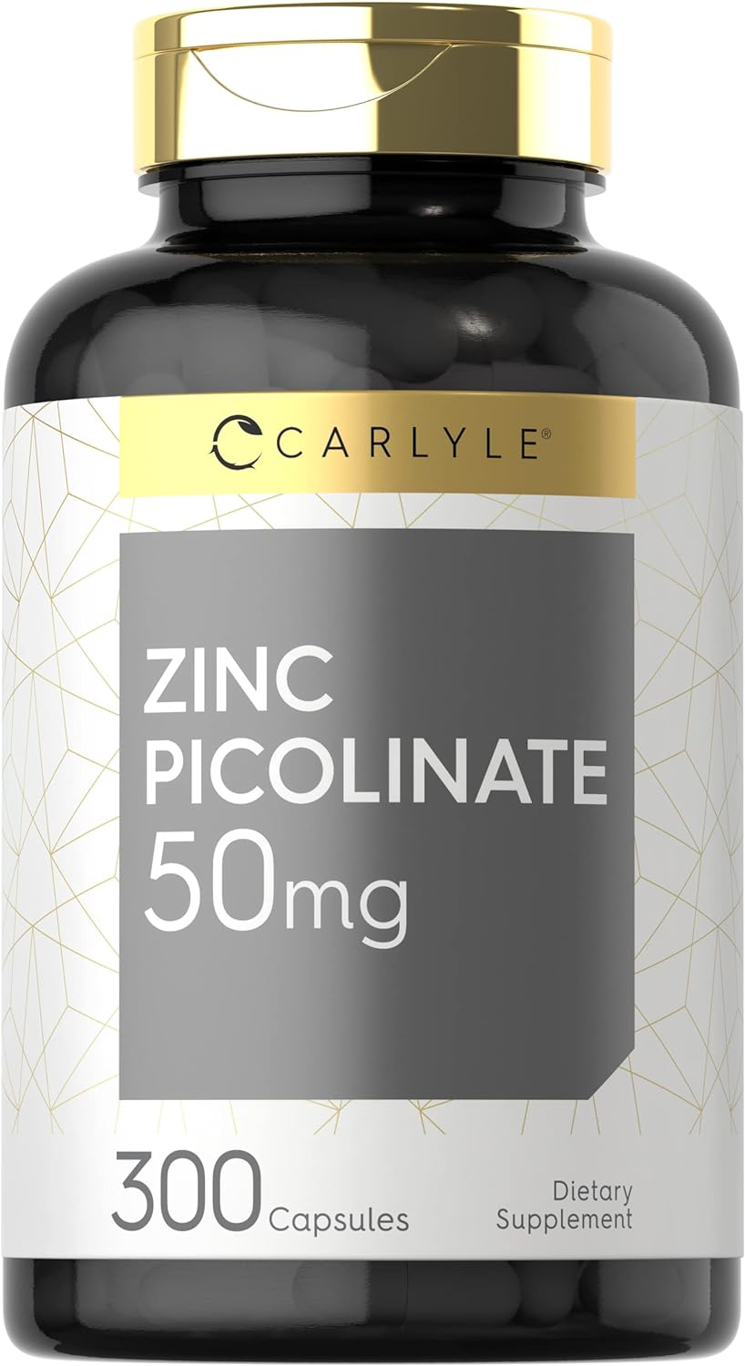 Zinc Picolinate 50mg | 300 Capsules | Value Size | Non-GMO and Gluten