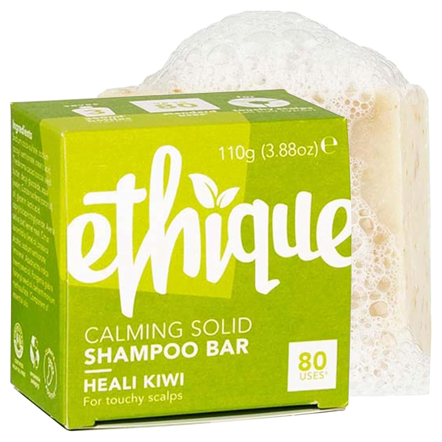 Ethique Heali Kiwi - Calming Solid Shampoo Bar for Dry, Itchy, Flaky, and Oily Scalps and Hair - Vegan, Eco-Friendly, Plastic-Free, Cruelty-Free, 3.88 oz (Pack of 1)