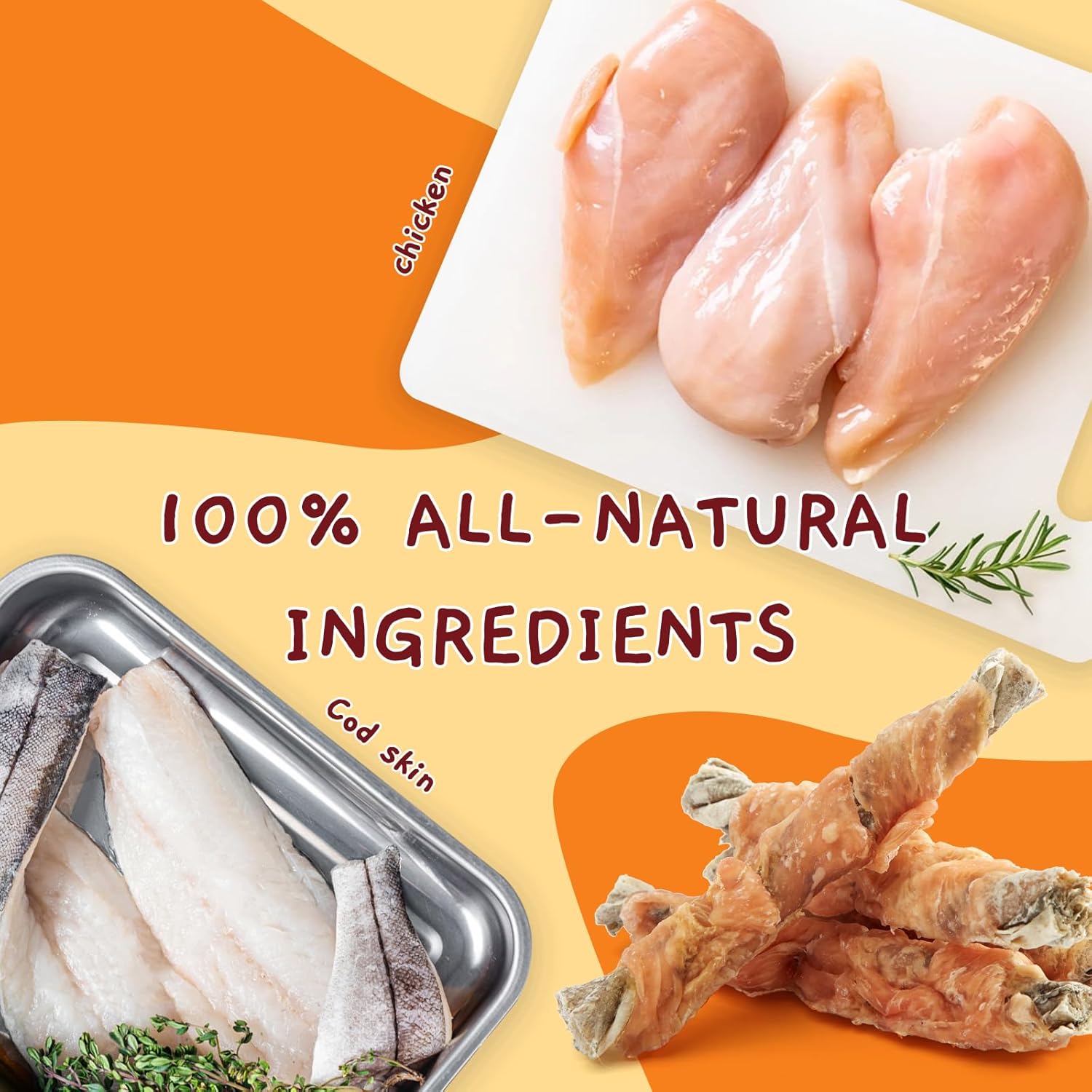 Jungle Calling Dog Treats, High Protein Dog Chewy Treats Health Teeth and Coat, Chicken Wrapped Cod Skin Sticks, Rawhide-Free Cod Fish Skin Treats for Dogs, 10.6 oz : Pet Supplies