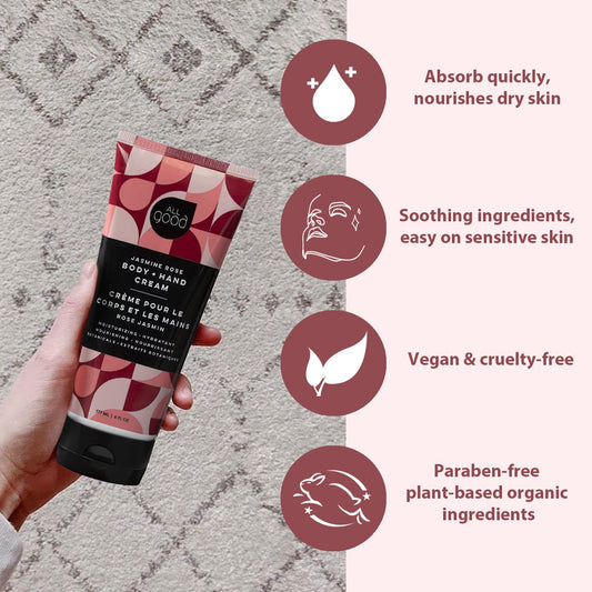 All Good Hand & Body Lotion - Moisturizing Organic Lotion For Dry Skin, Hands & Body - Essential Oils, Calendula, Cocoa Butter - Non-Greasy Body Butter, 6 Fl Oz (Coconut)