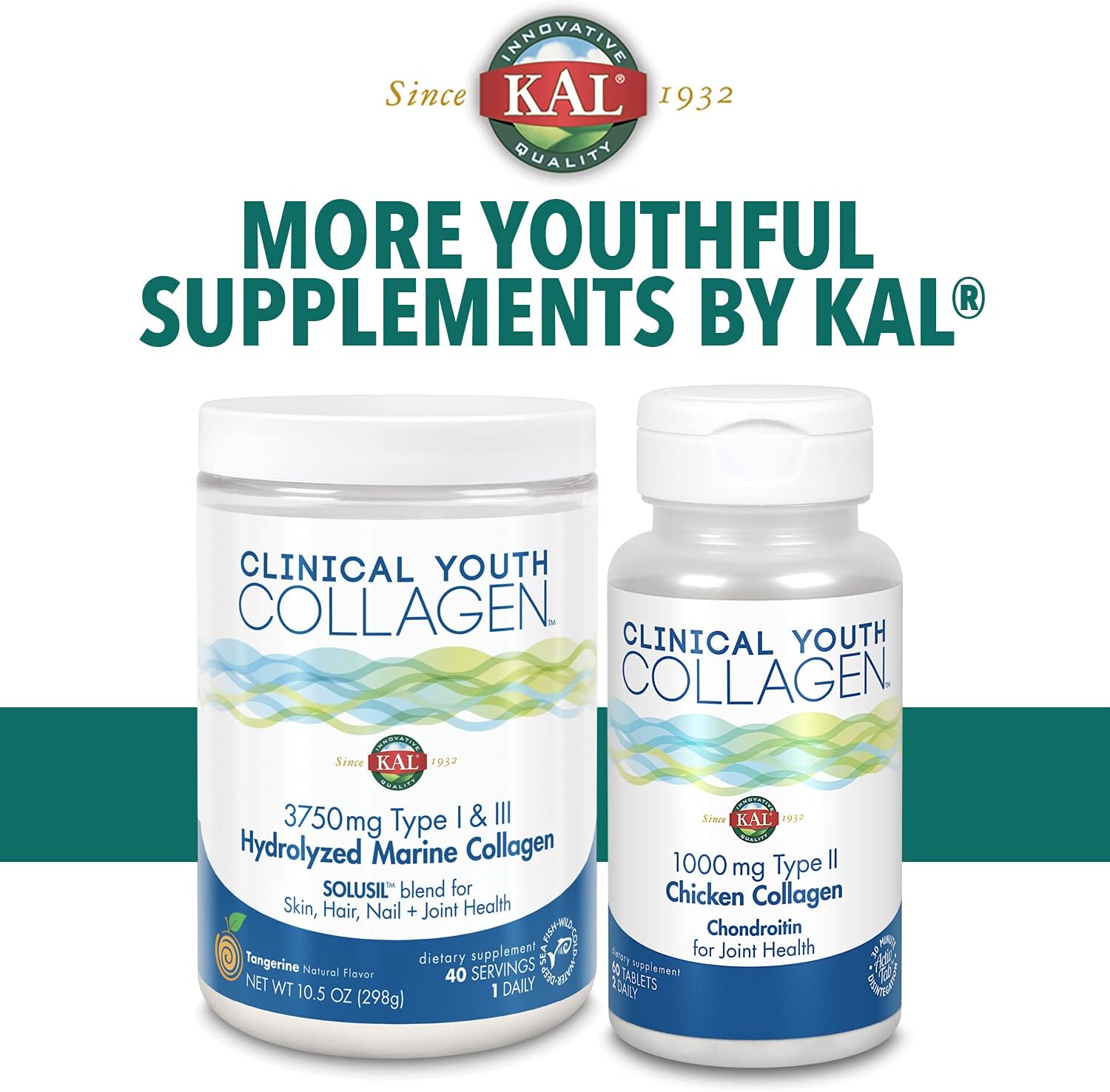 Kal 600 Mg Clinical Youth Collagen Type I & Iii, 60 Count : Health & Household