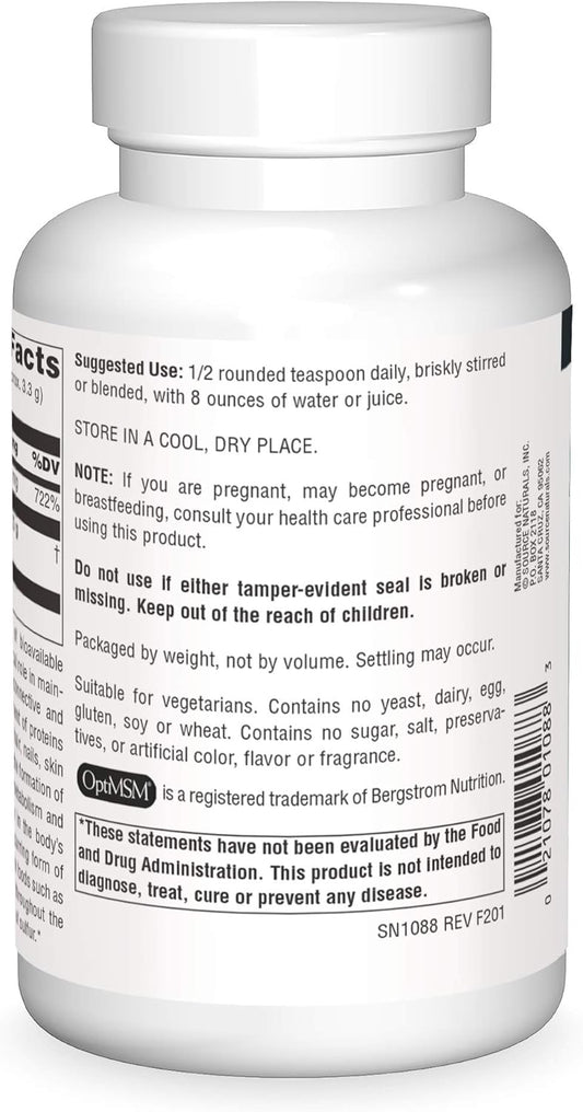 Source Naturals Msm (Methylsulfonylmethane) With Vitamin C - Powder, 8 Ounce