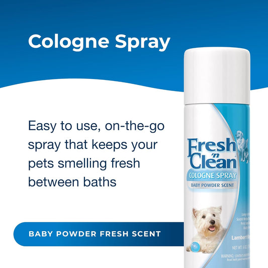 Pet-Ag Fresh ’n Clean Cologne Spray - Baby Powder Scent - 6 oz - Controls Odor & Keeps Dogs Smelling Fresh