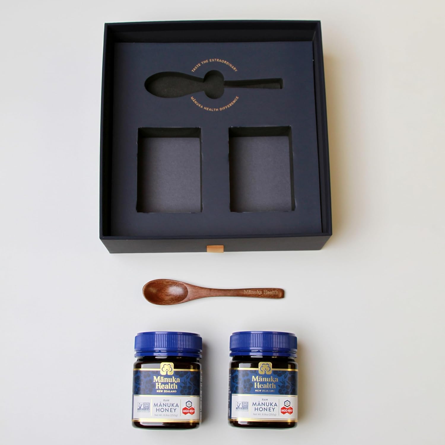 Manuka Health Holiday Gift Set, Certified Raw Manuka Honey from New Zealand, Includes UMF 20+/MGO 850+ 8.8oz Jar and UMF 13+/MGO 400+ 8.8 oz Jar with Wood Spoon : Grocery & Gourmet Food