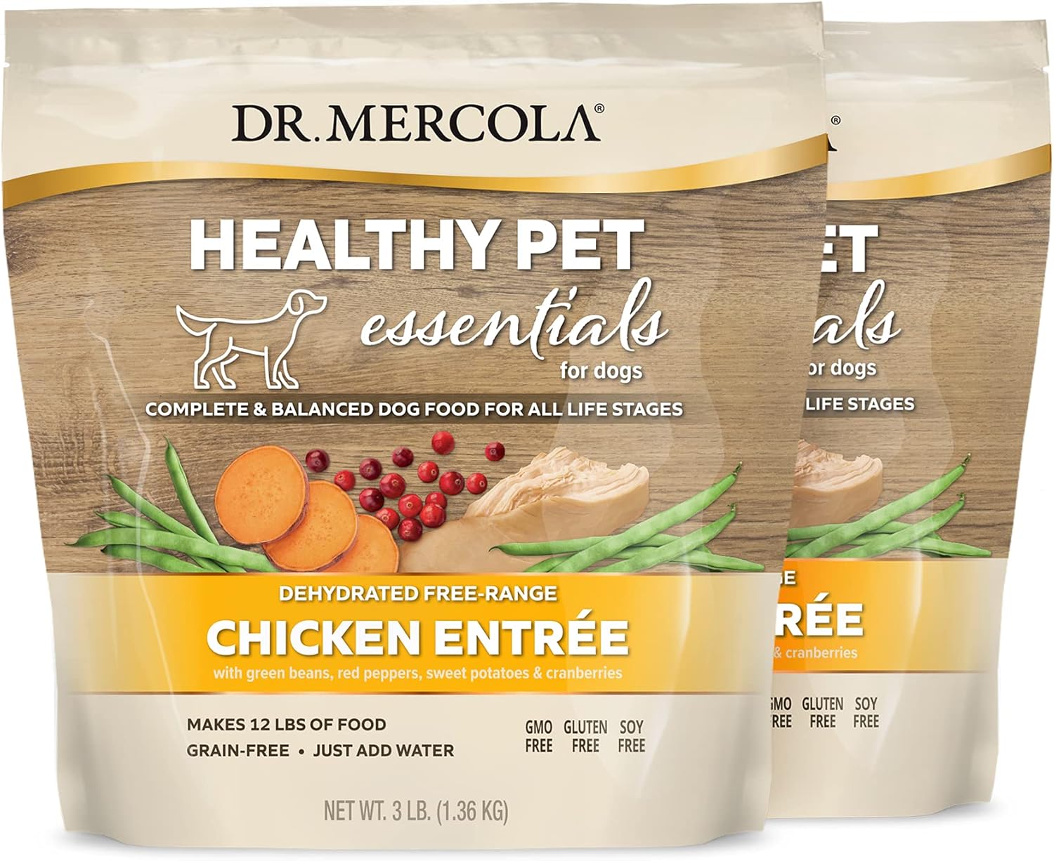 Dr. Mercola Healthy Pet Essentials Chicken and Beef Entree for Dogs, 3lbs (Makes 12lbs of Food), Non GMO, Gluten Free, Soy Free (Free-Range Chicken) : Pet Supplies