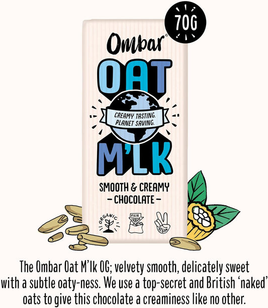 Vegan Chocolate - Ombar Oat M'Lk Bar (70G) Smooth & Creamy, Organic Fair Trade, Dairy Free Chocolate