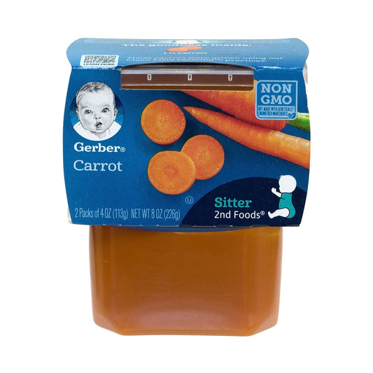 Gerber 2nd Food Baby Food Carrot Puree, Natural & Non-GMO, 4 Ounce Tubs, 2-Pack (Pack of 8)