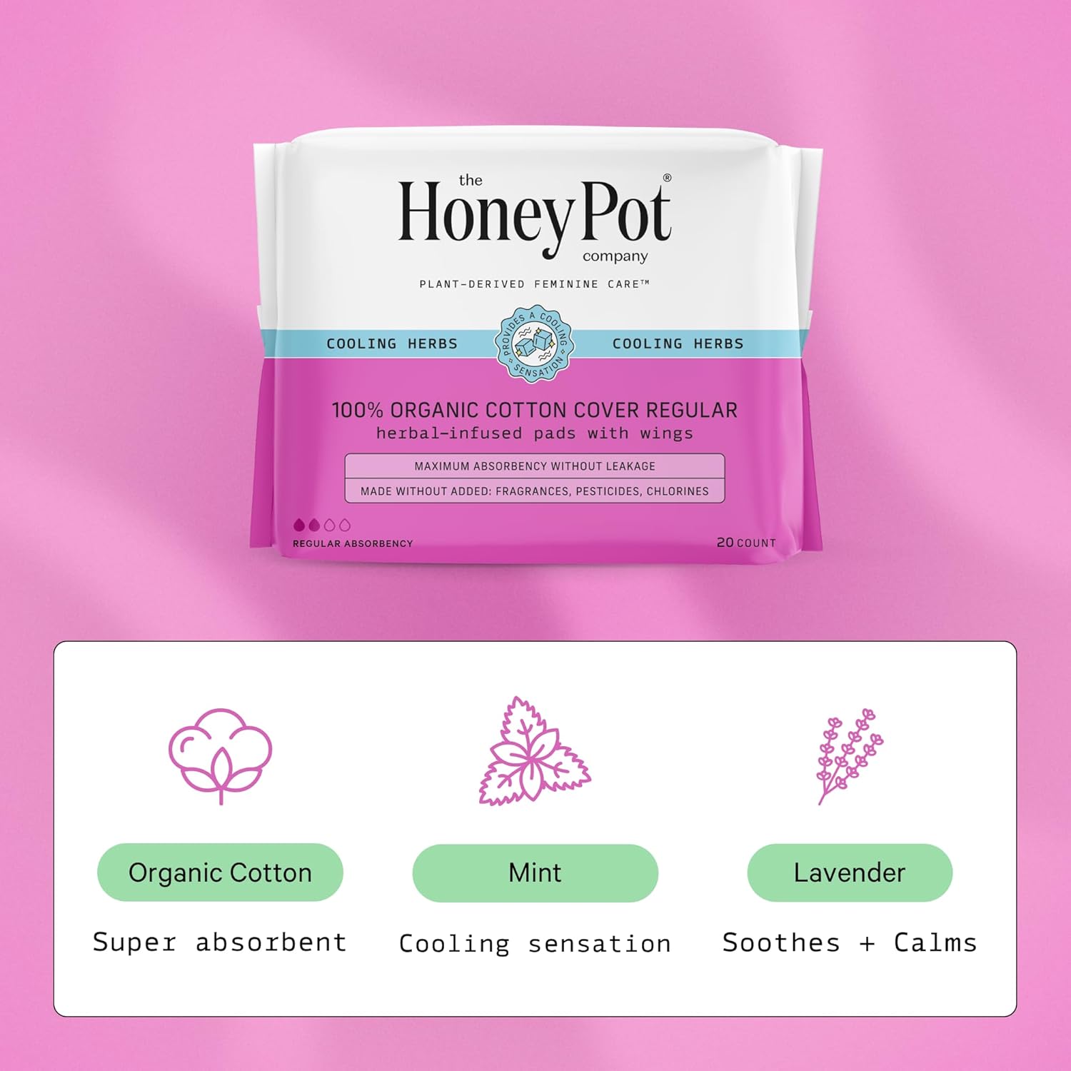 The Honey Pot Company - Prebiotic Feminine Wash & Regular Pads Bundle - pH Balanced Natural Hygiene Feminine Products - Herbal Infused Sanitary Pads for Women - Feminine Care - FSA & HSA Eligible : Health & Household