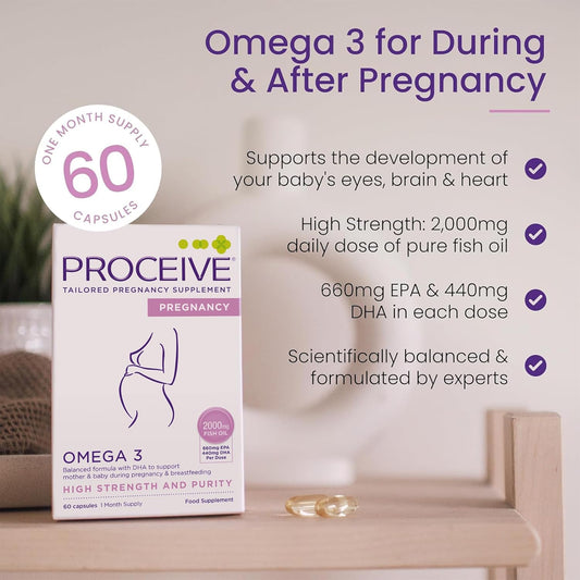 Proceive® Pregnancy Omega 3 High Strength & Pure Fish Oil Tablets (60 Capsules)