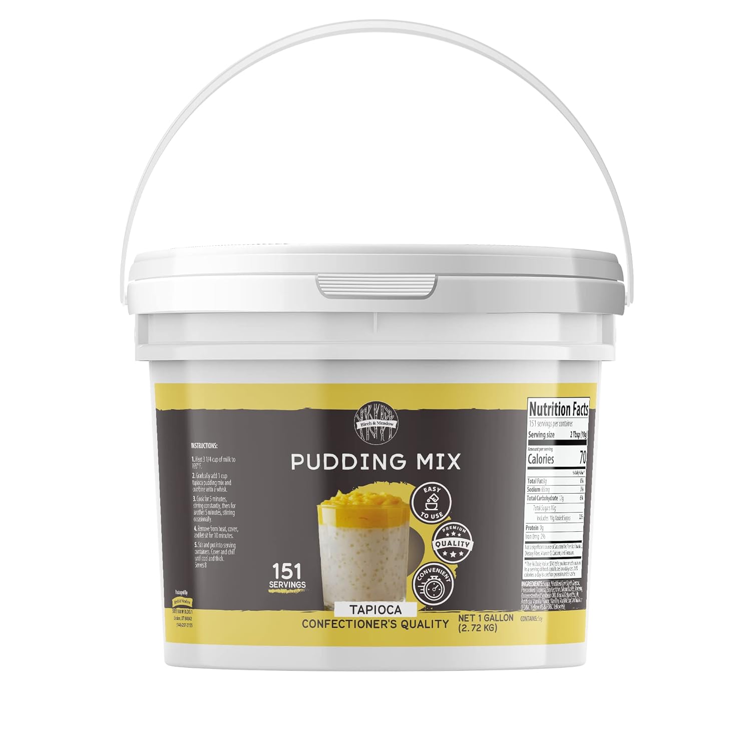 Birch & Meadow Chocolate & Tapioca Pudding Mix Bundle, 1 Gallon Buckets, Desserts & Snacks, Bulk Mixes : Grocery & Gourmet Food