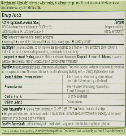 Boericke & Tafel Allergiemittel AllerAide - 40 Tablets : Health & Household