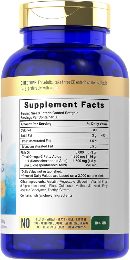 Carlyle Dha Supplement 1500Mg | 180 Softgels | Omega-3 Supplement | Non-Gmo, Gluten Free