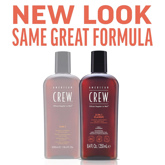 American Crew Shampoo, Conditioner & Body Wash For Men, 3-In-1, 3.3 Fl Oz