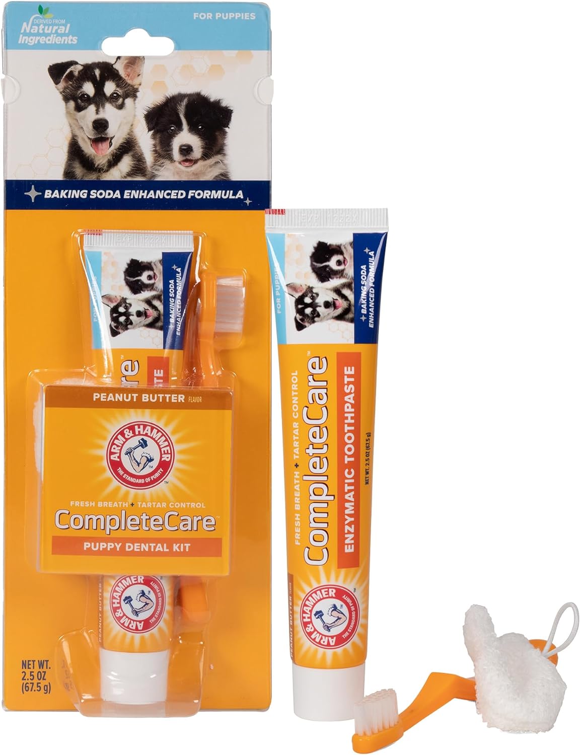 Arm & Hammer For Pets Complete Care Puppy Dental Kit | Includes 2.5 Oz Dog Toothpaste In Peanut Butter Flavor, Small Dog Toothbrush For Small Dogs And Puppies, And Microfiber Finger Brush