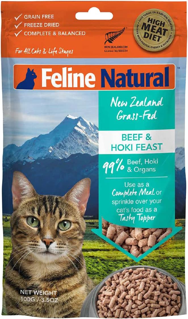 Feline Natural - Grain-Free Freeze Dried Cat Food - Beef & Hoki, 3.5oz