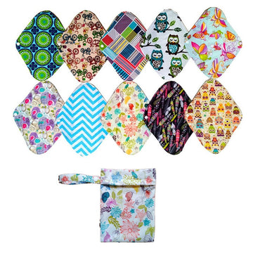 10PCS Charcoal Bamboo Mama Cloth/Menstrual Pads/Reusable Sanitary Pads Panty Liner (MC12-10)