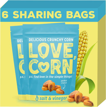 Love Corn Salt & Vinegar Crunchy Corn Snack 115G X 6 Bags – Healthy Snacks Ideal For Gluten Free & Vegan Diets – Low Sugar Alternative For Crisps, Mixed Nuts & Pretzels – Perfect To Graze On