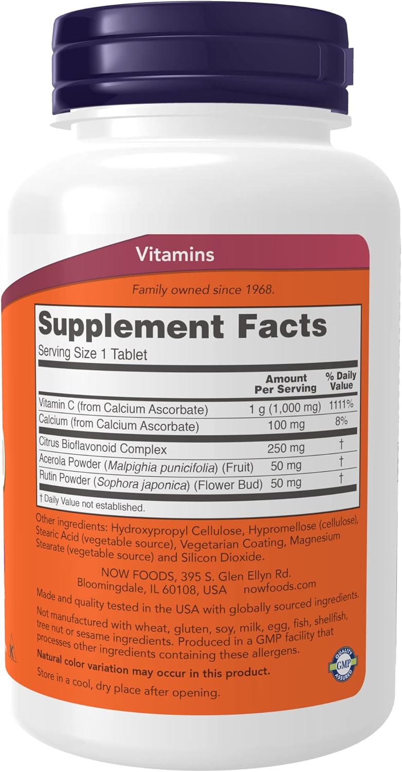 NOW Supplements, Vitamin C-1000 Complex with 250 mg of Bioavonoids, Buffered, Antioxidant Protection*, 90 Tablets