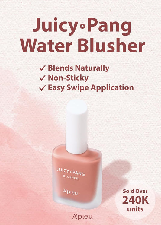A'Pieu Juicy-Pang Water Blusher [Rd01] (0.31 Fl Oz) - Dewy-Liquid Cheek Color With Fruity Tint And Soft Blendable Texture. Fruit Extract Blend, Rose Flower Water