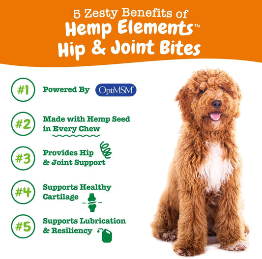 Zesty Paws Mobility Bites Dog Joint Supplement - Hip And Joint Chews For Dogs - Pet Products With Glucosamine, Chondroitin, & Msm + Vitamins C And E For Dog Joint Relief – Hemp - Chicken – 90 Count